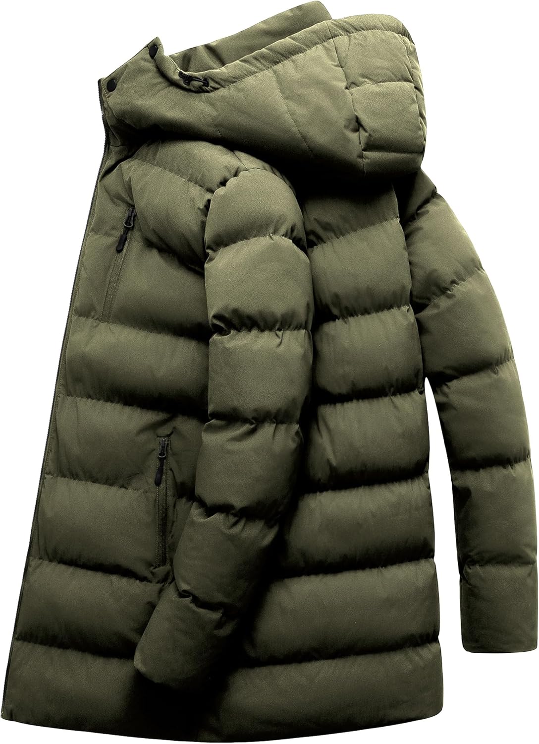 Men's Winter Coat Long Puffer Jacket Waterproof Ski Parka Thicken Insulated Outerwear with Removable Hood - Image 2
