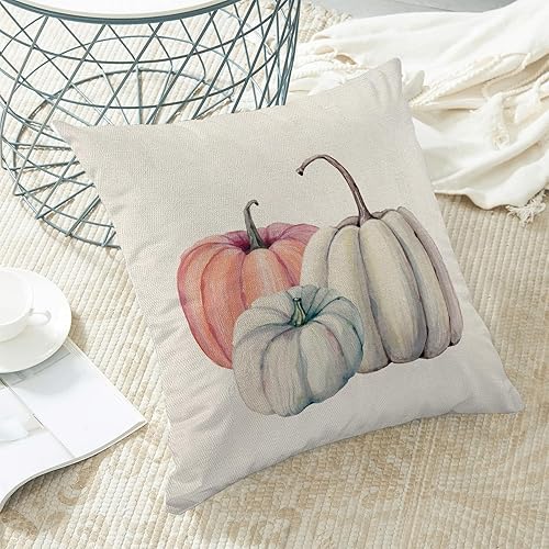 Miniatura 4 de BETGINY Juego de 2 fundas de almohada decorativas de otoño de 18 x 18 pulgadas, fundas de almohada de otoño con diseño de calabaza, para exteriores,