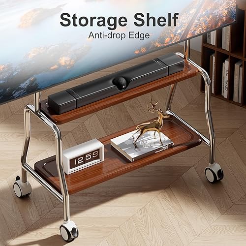 Miniatura 5 de Carrito móvil para TV con caballete, soporte rodante para pantallas planas LCD LED OLED de 32 a 75 pulgadas, soporte de piso portátil de acero