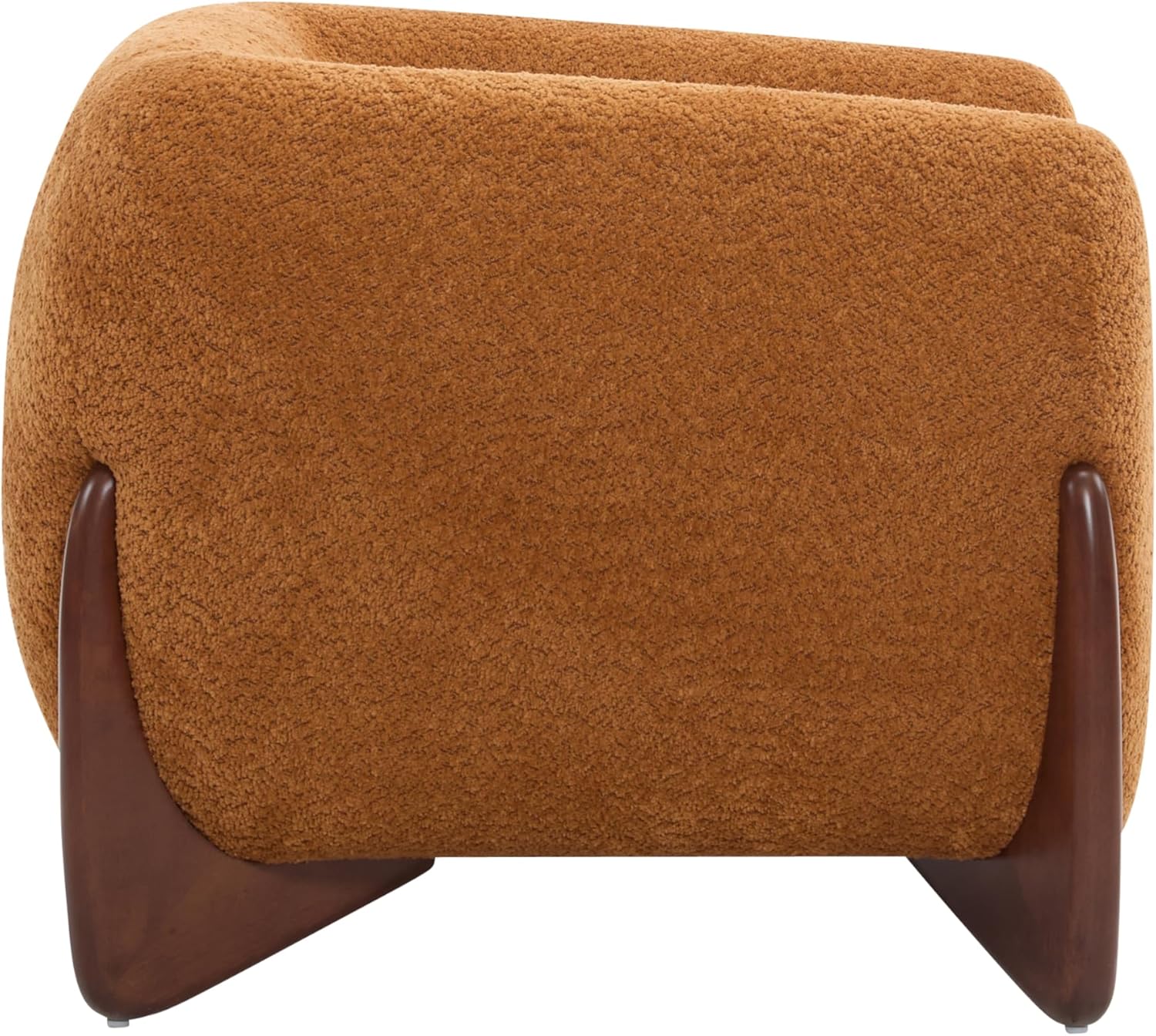 Christopher Knight Home Holly Modern Boucle Fabric Upholstered Club Chair for Living Room, Home Office, Apartment, Relaxing Chair with Removable Cushion and Birch Wood Legs, Caramel Brown + Walnut