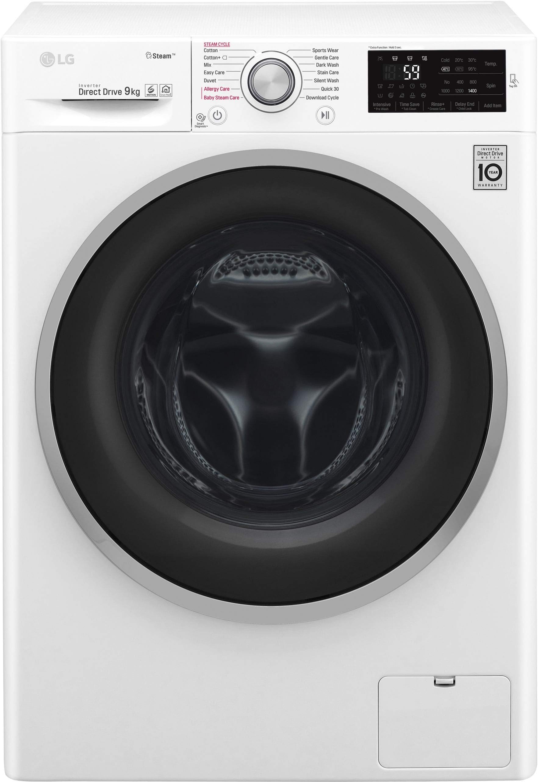 LG F4J609WS Rated Freestanding Washing Machine - White