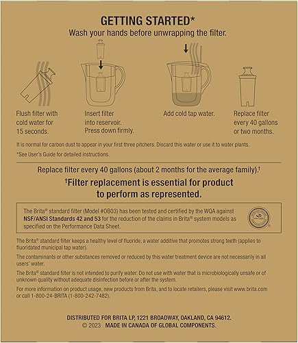 Miniatura 13 de Brita Standard Water Filter for Pitchers and Dispensers, BPA-Free, Reduces Copper, Cadmium and Mercury Impurities, Lasts Two Months or 40 Gallons