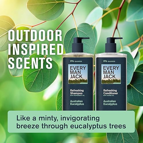 Miniatura 5 de Every Man Jack Set de champú y acondicionador para hombre, eucalipto australiano, fabricado con ingredientes refrescantes a base de plantas como