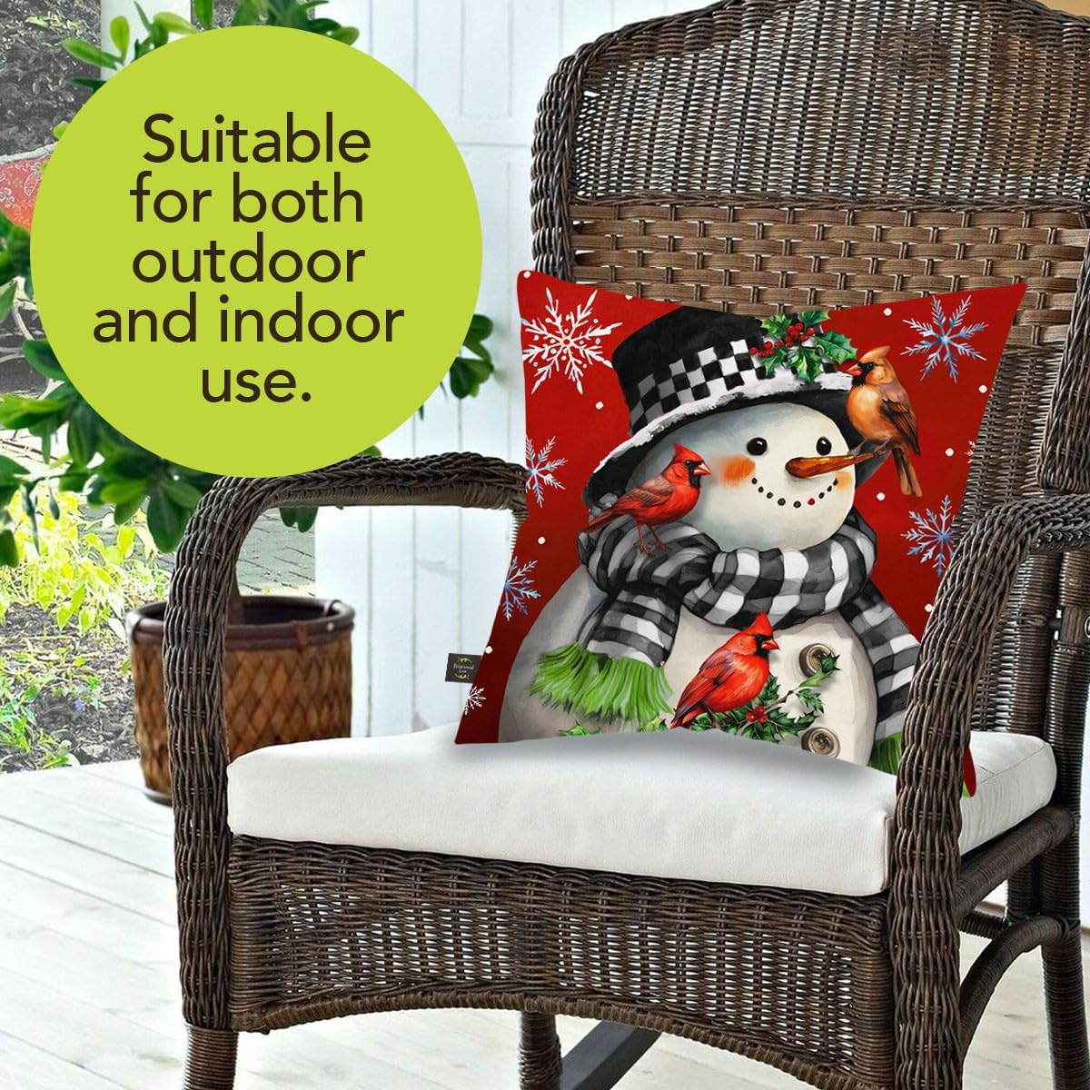 Briarwood Lane Snowman with Cardinals Indoor/Outdoor Pillow