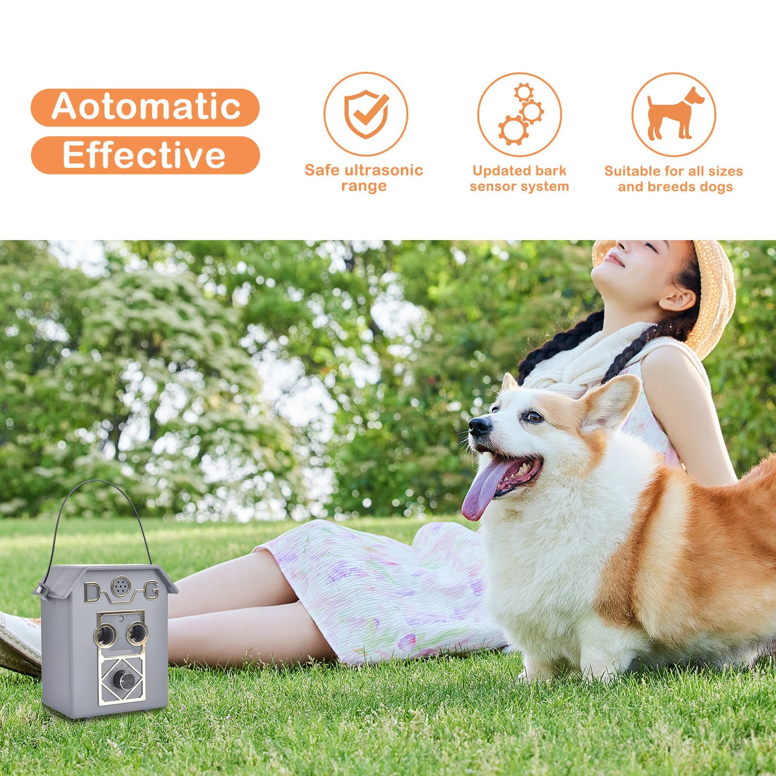Petmolico Dispositivo antiladrido, dispositivo de control de disuasión de ladridos de perros con 4 niveles, silenciador ultrasónico suave de 20 Hz, dispositivo de entrenamiento sin ladridos, alcance