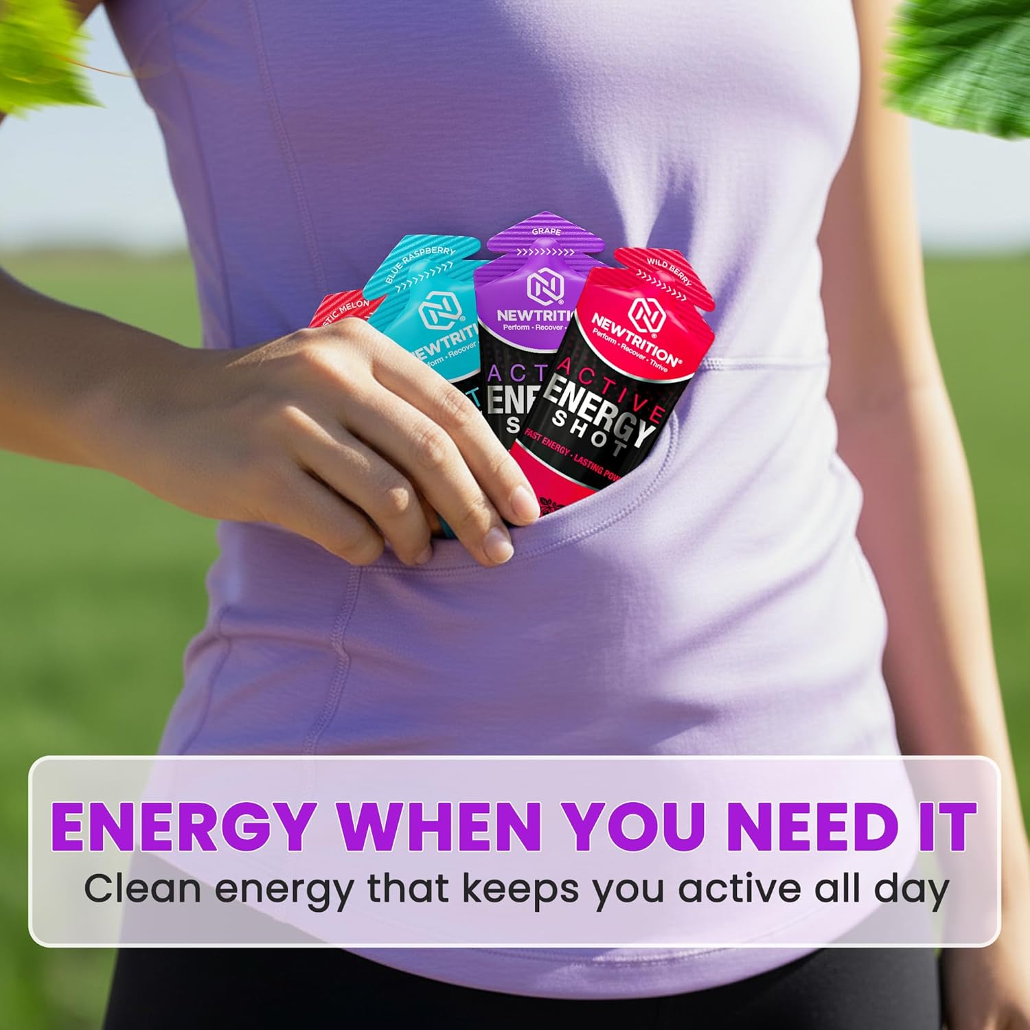 NewTrition® Active Energy Shots Regular Strength - 125mg Smooth Sugar-Free Caffeine shots for Daily Focus & Clarity with B12, Taurine & Amino Blend - Daily Clean 5 hr Energy Shot, 1.7 fl oz Pouches (Variety Pack) (Mixed1-12ct) - Image 5