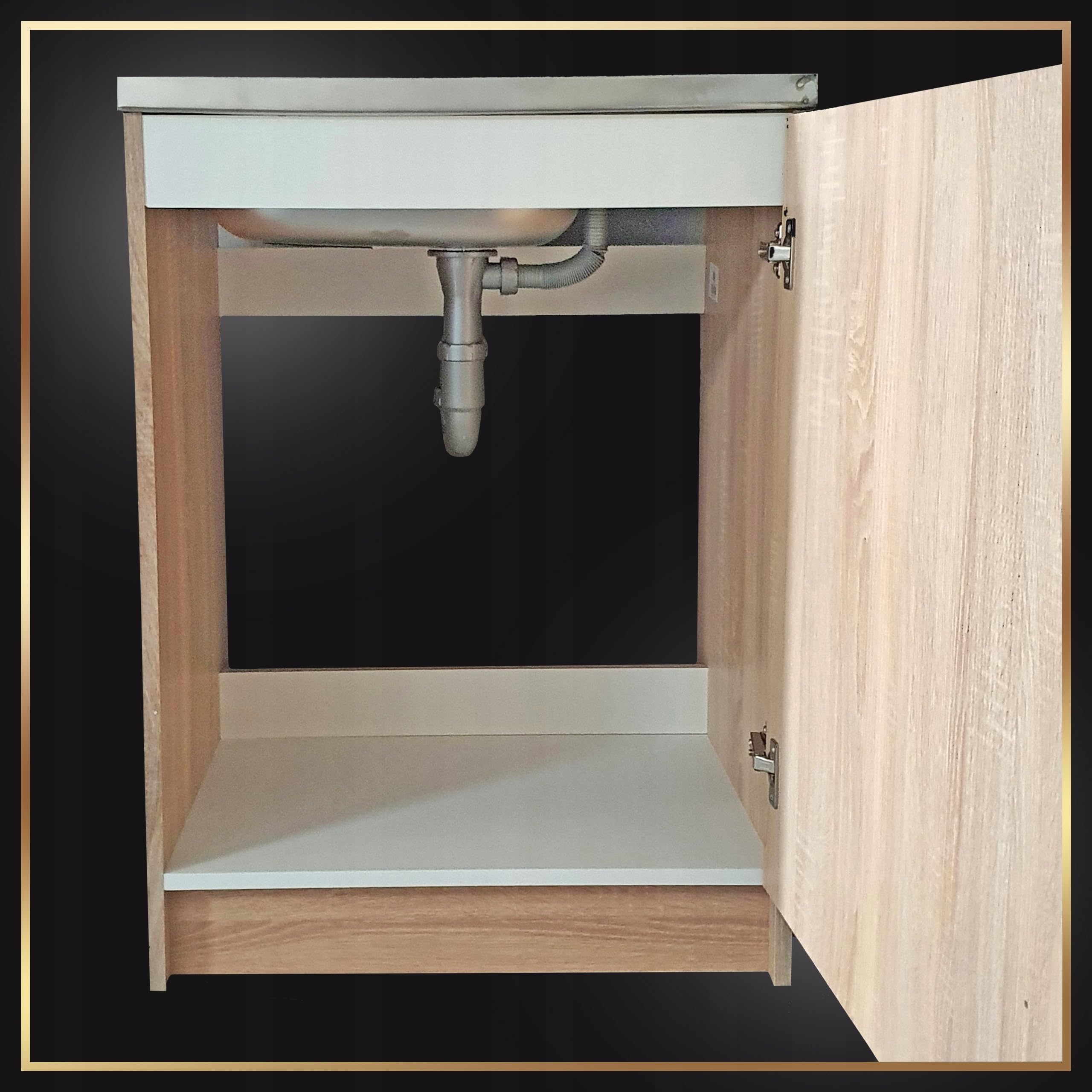 Sonoma Armoire d'évier de cuisine 60 cm avec robinet et siphon lave-vaisselle prêt à monter