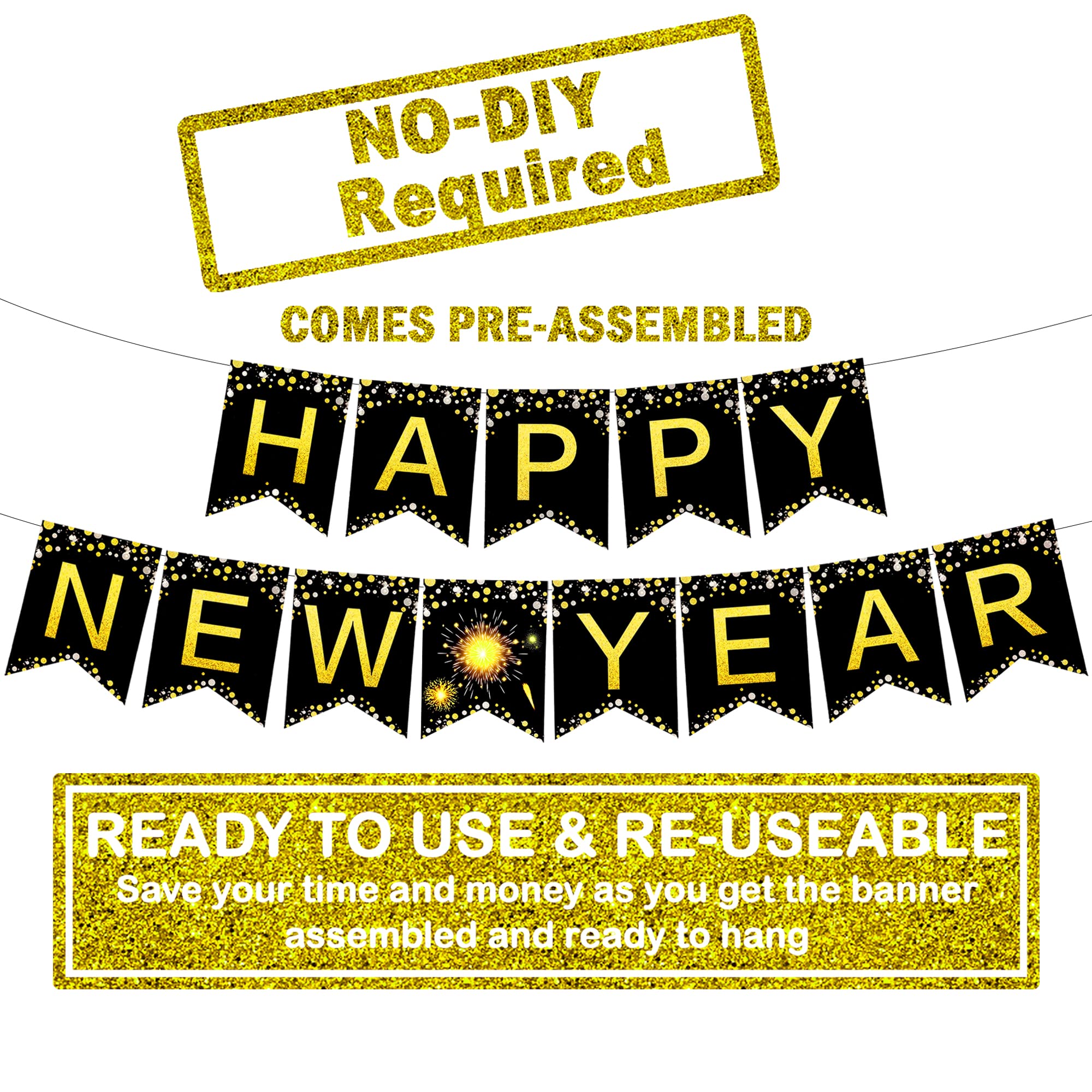 Snapklik.com : Large Happy New Year Banner -10 Feet, No DIY Happy New ...