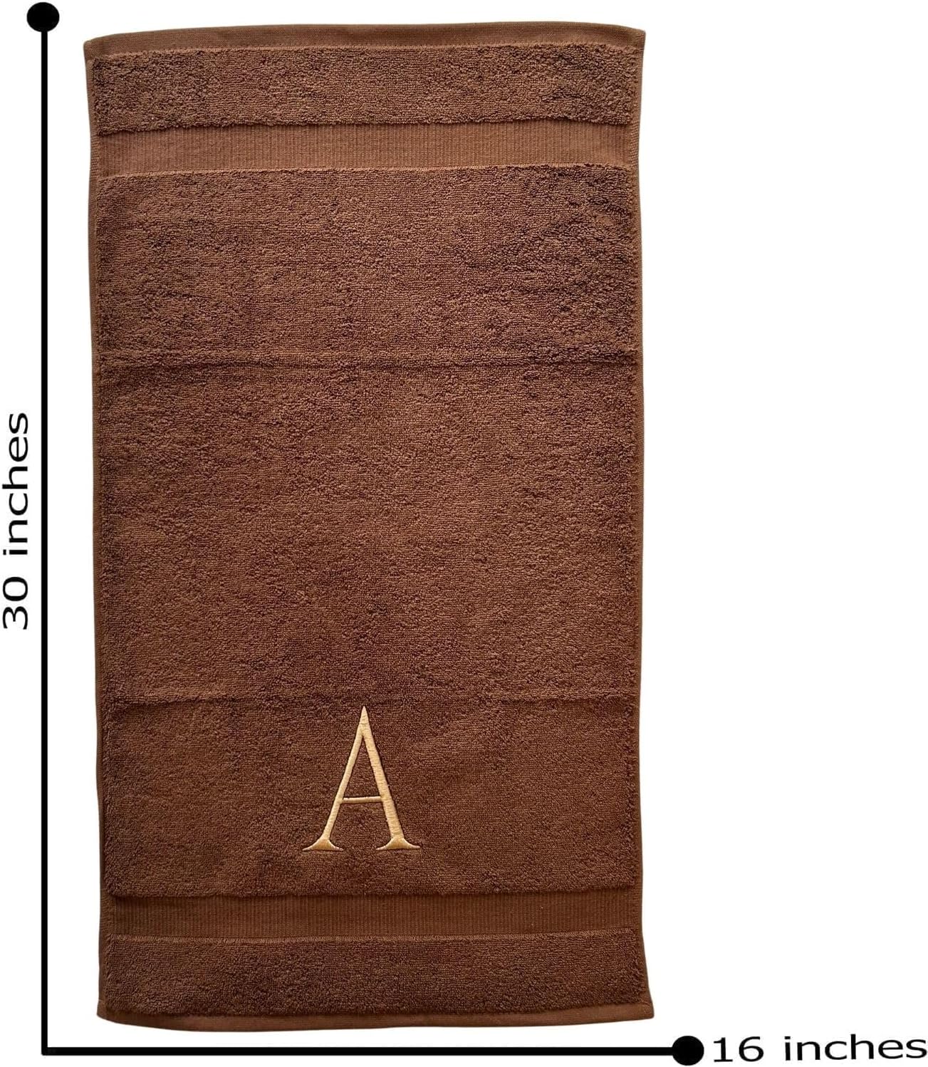Brown Initial Hand Towel for Bathroom - Monogrammed Luxury Hotel Quality Decorative Embroidered Towel for Powder Room, Spa - GOTS Organic Certified - Set of 2 Beige Letter C