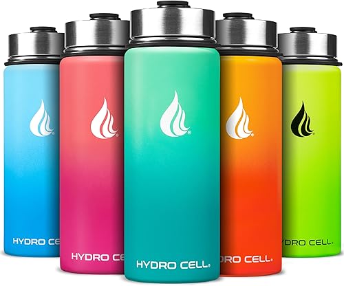 Miniatura 152 de HYDRO CELL Botella de agua aislada de acero inoxidable con pajilla, para bebidas frías y calientes, frasco de vacío de metal con tapa de rosca y