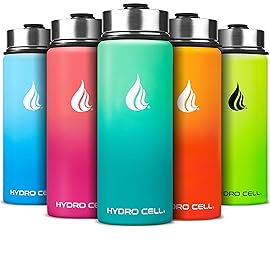 HYDRO CELL Stainless Steel Insulated Water Bottle with Straw - For Cold & Hot Drinks - Metal Vacuum Flask with Screw Cap and Modern Leakproof Sport Thermos for Adults (Mint/Green 18oz)