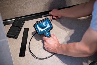 BOSCH GIC4-23C Professional Borescope Inspection Camera with Adjustable LED Light, 5ft. Removable Endoscope Camera, Up Indicating Arrow, Includes 12V Rechargeable Battery, Carrying Case, Attachments