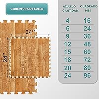 Vista 2 de Sorbus Losetas de suelo de madera veteada, esteras de espuma EVA entrelazadas, losetas de 3/8" de grosor para suelos de madera, esteras de ejercicio