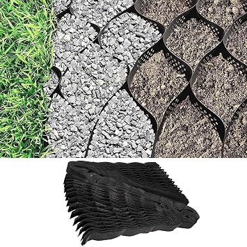 9x17 ft Geogrid Gravel Grid, 2 Inch Thick Geocell Ground Grid, 155 sq ft Expansion& Foldable Gravel Stabilizer Grid, HDPE Gravel Ground Grid for Slope, Subgrade Work, Driveways 2 Inch