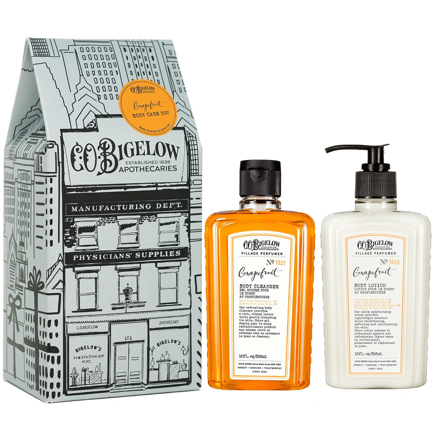 C.O. Bigelow Grapefruit Apothecary Duo Skin Care Gift Set, Body Wash & Body Lotion, Liquid Soap & Moisturizing Lotion, Set of 2, 10 Fl Oz - Image 5