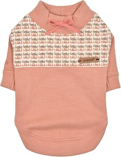 Puppia Yule Winter Round Neck Shirts Checkered Pattern for Small and Medium Dogs, Coral, X-Large
