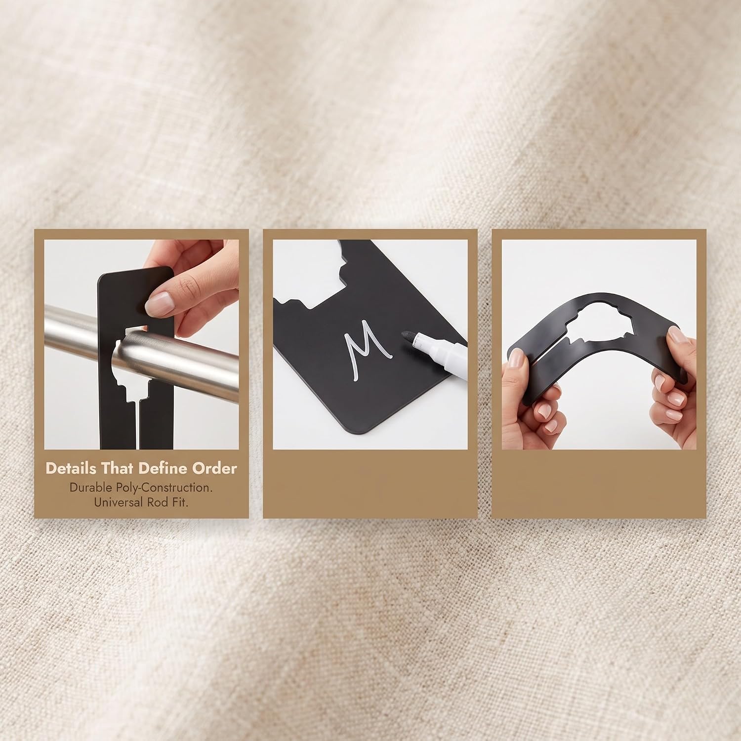 25pcs Black Plastic Clothing Size Dividers with Slotted Opening