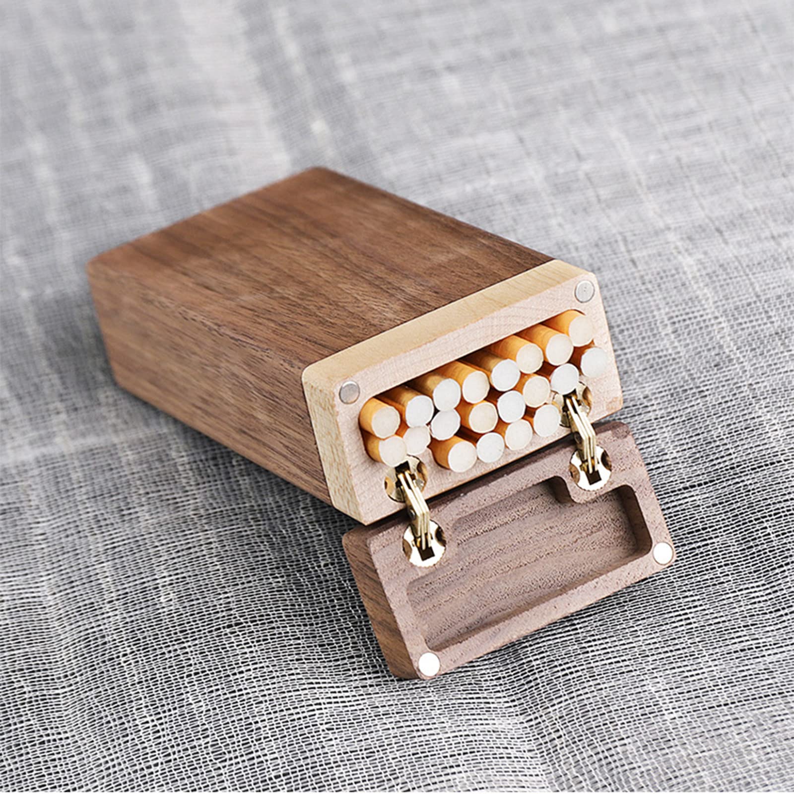 Portasigarette in legno, portasigarette sfuso, confezione da 10, confezione da 20, donna, uomo, portasigarette in legno massello con apertura laterale, 2 pezzi,L