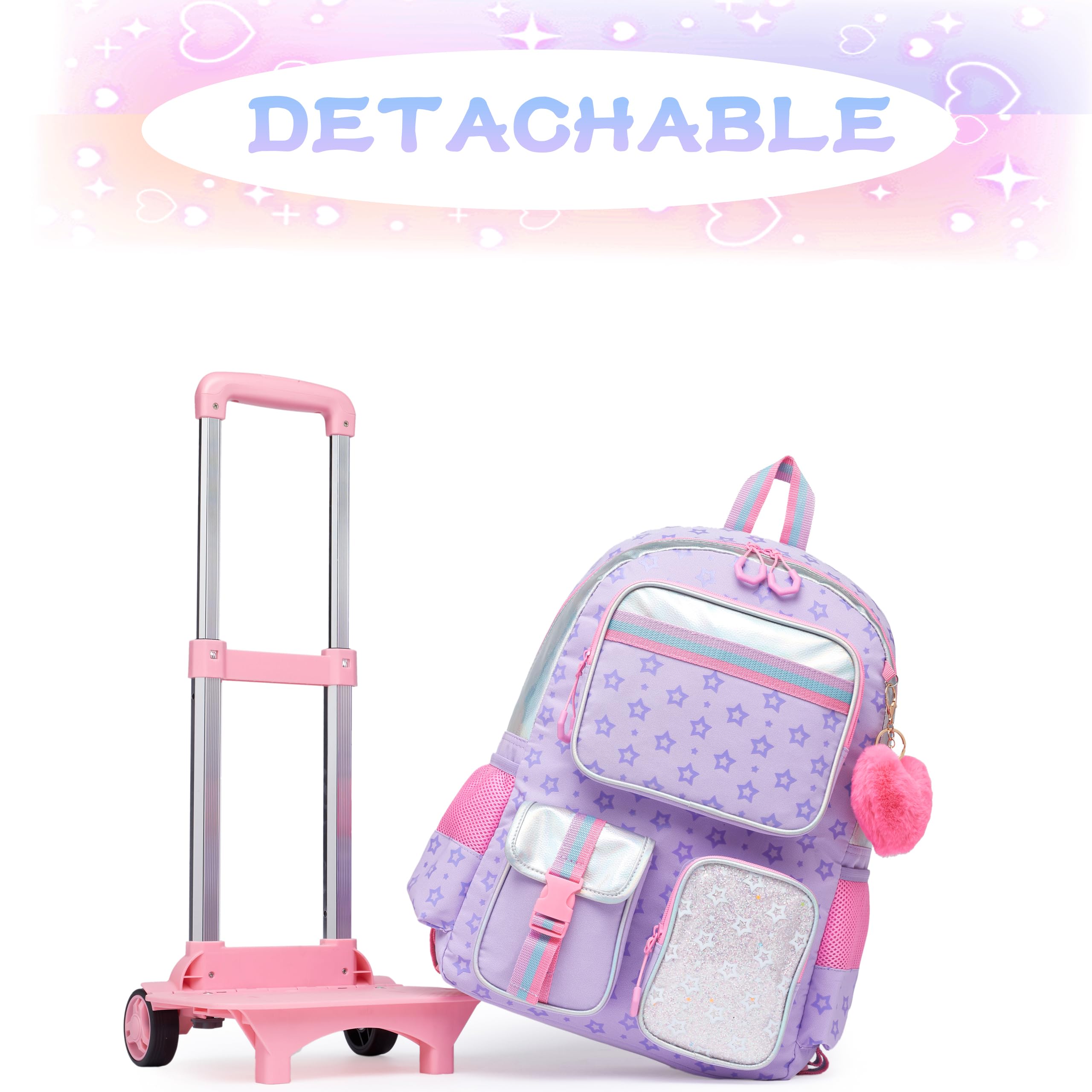 HTgroce Kinder Trolley Rucksack Schultasche Schulranzen Mädchen schultrolleys Schulrucksack Kinderkoffer Rolling Reisegepäck Mehrfachtaschen