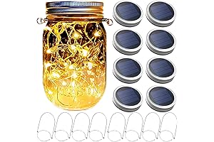 Mason Jar Solar Lanterns, 8 Pack Firefly Solar Lids Jar Lights