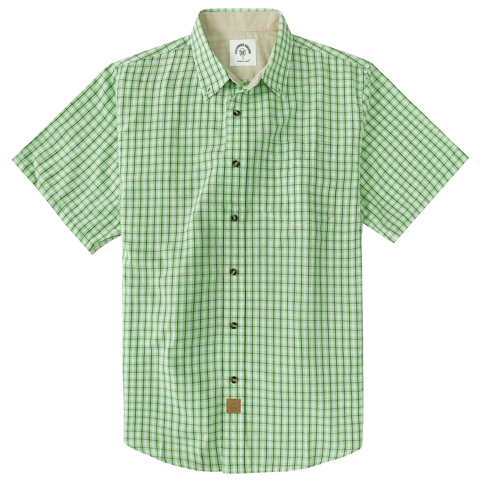 Dubinik® Mens Short Sleeve Button Down Shirts 100% Cotton Plaid Men's Casual Button-Down Shirts with Pocket