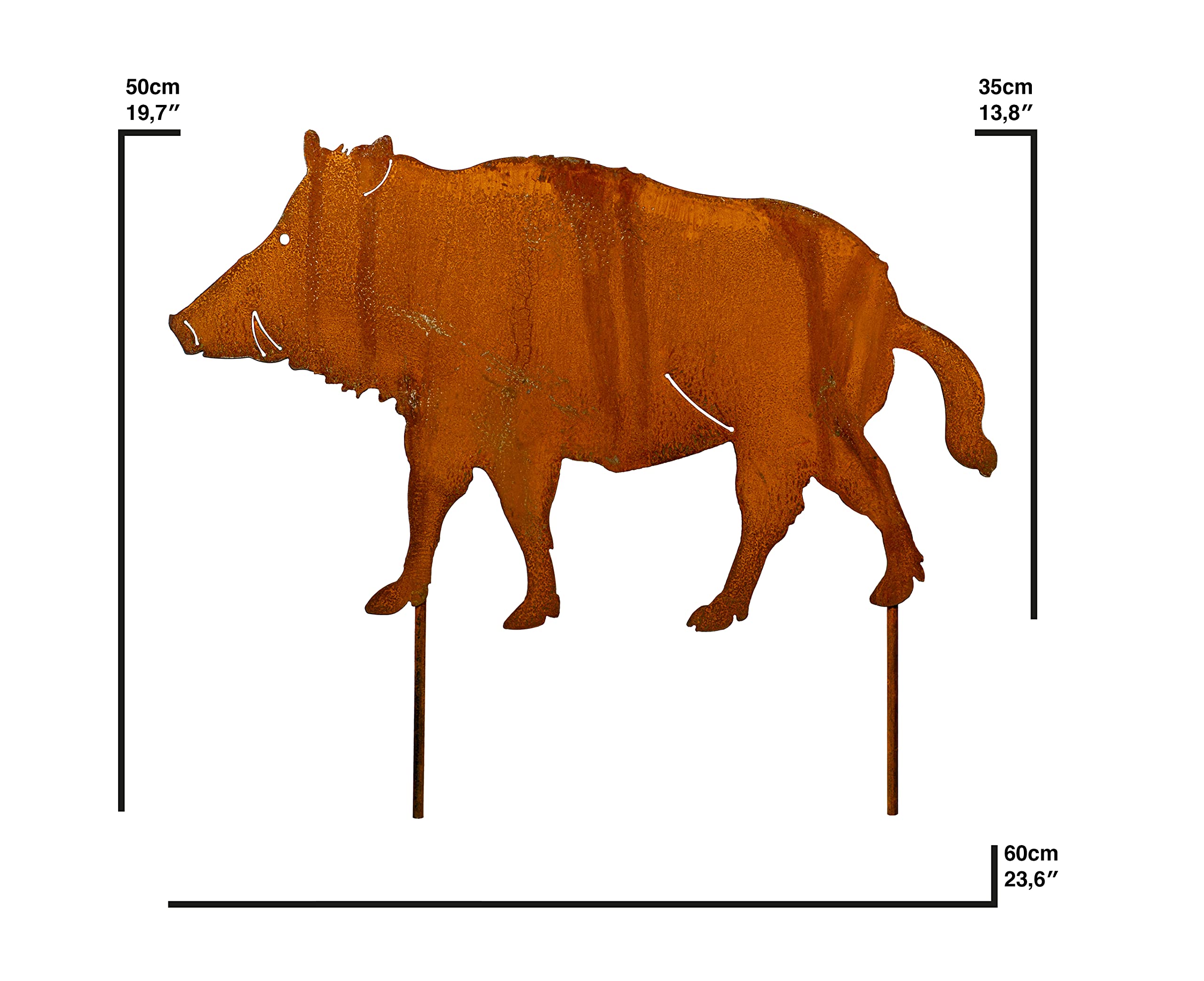 Edelrost Gartenstecker Wildschwein Figur - Schwarzwild als Metall Deko in Rostoptik - Rost Deko für Garten