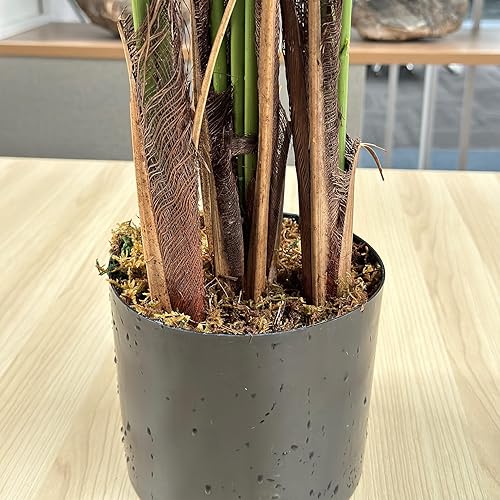 Miniatura 8 de Palmera artificial de areca de 5 pies, palmera falsa con 17 troncos, planta artificial premontada con musgo realista para el hogar y la oficina,