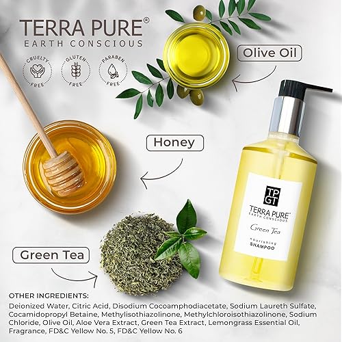 Miniatura 4 de Terra Pure Champú de té verde, 10.14 onzas con miel orgánica y aloe vera (caja de 24)