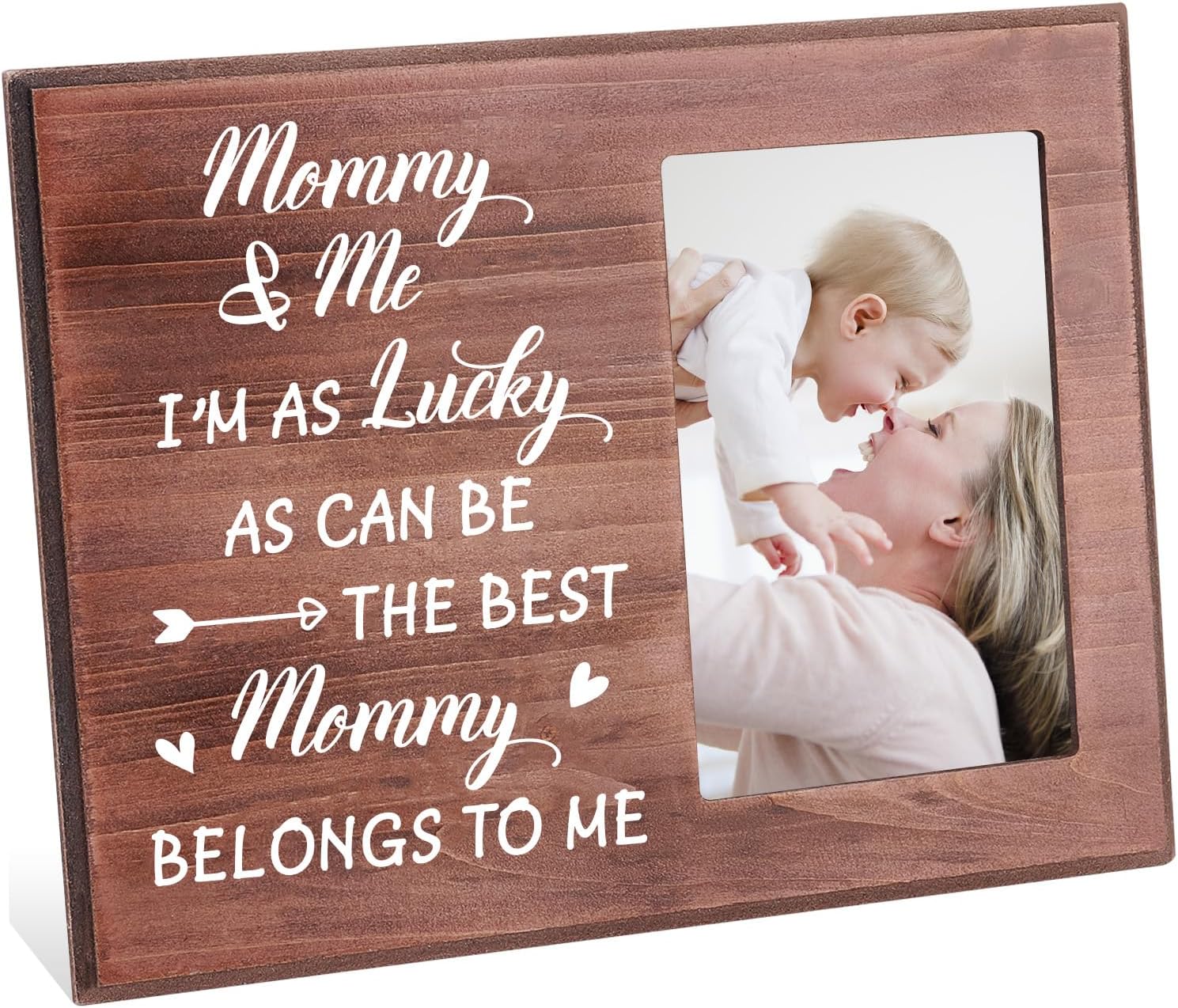 Mommy & Me Picture Frame Gift - Wooden 8x10 Frame Holds 4x6 Photo, Perfect For Mother's Day