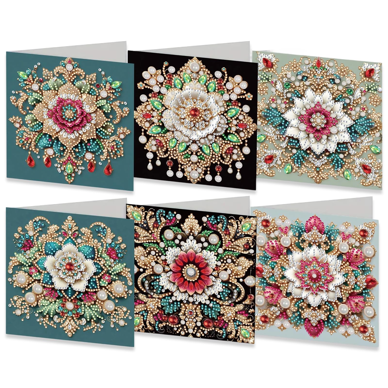 6pcs Diamond Art Cards DIY Crystal Painting Art Greeting Cards Kits Diamond Painting Tools Whit Envelopes Festival Craft Gift (Mandala2) — image 1