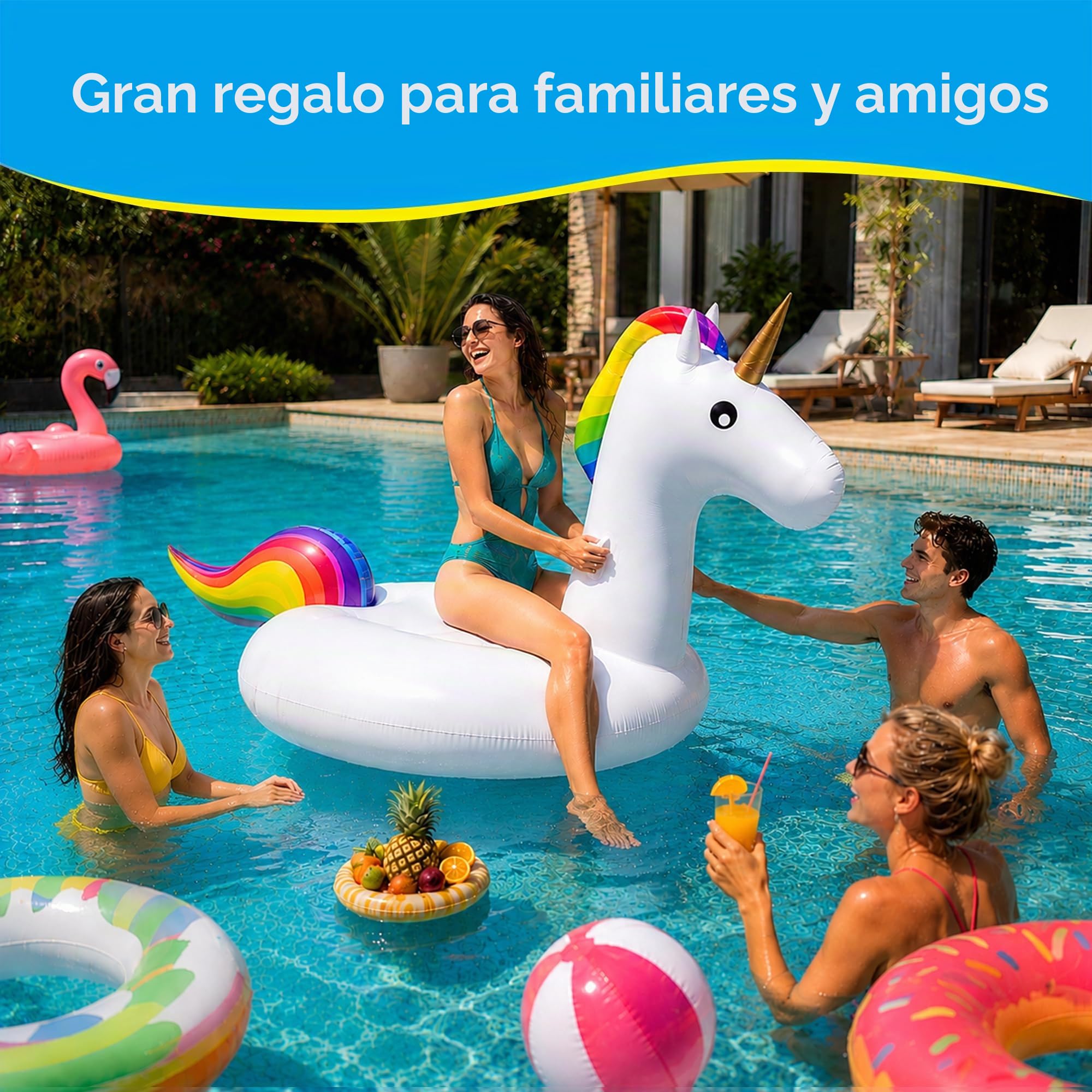 Dracarys Juguetes Piscina, Unicornio Hinchable, 250×140×110CM Gigante flotadores Piscina para Adultos y niños, Juguete Inflable Piscina Playa con válvula rápida