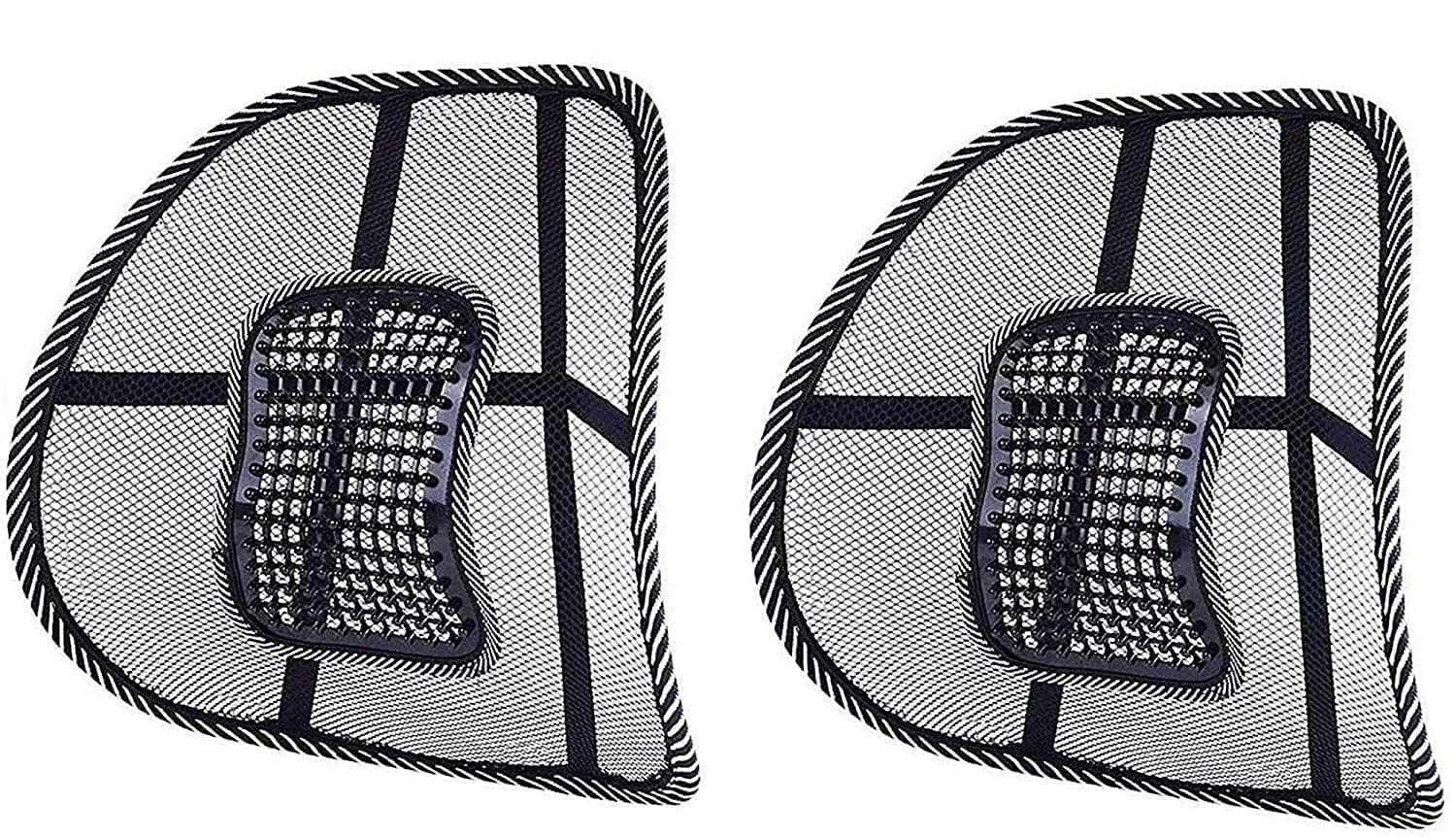 Mesh Ventilation Nylon Back Rest with Lumbar Support Mesh Cushion Pad, Universal Back Lumbar Support Chairs for Office Chair, Home, Car, Seat to Relieve Pain (Pack of 2)
