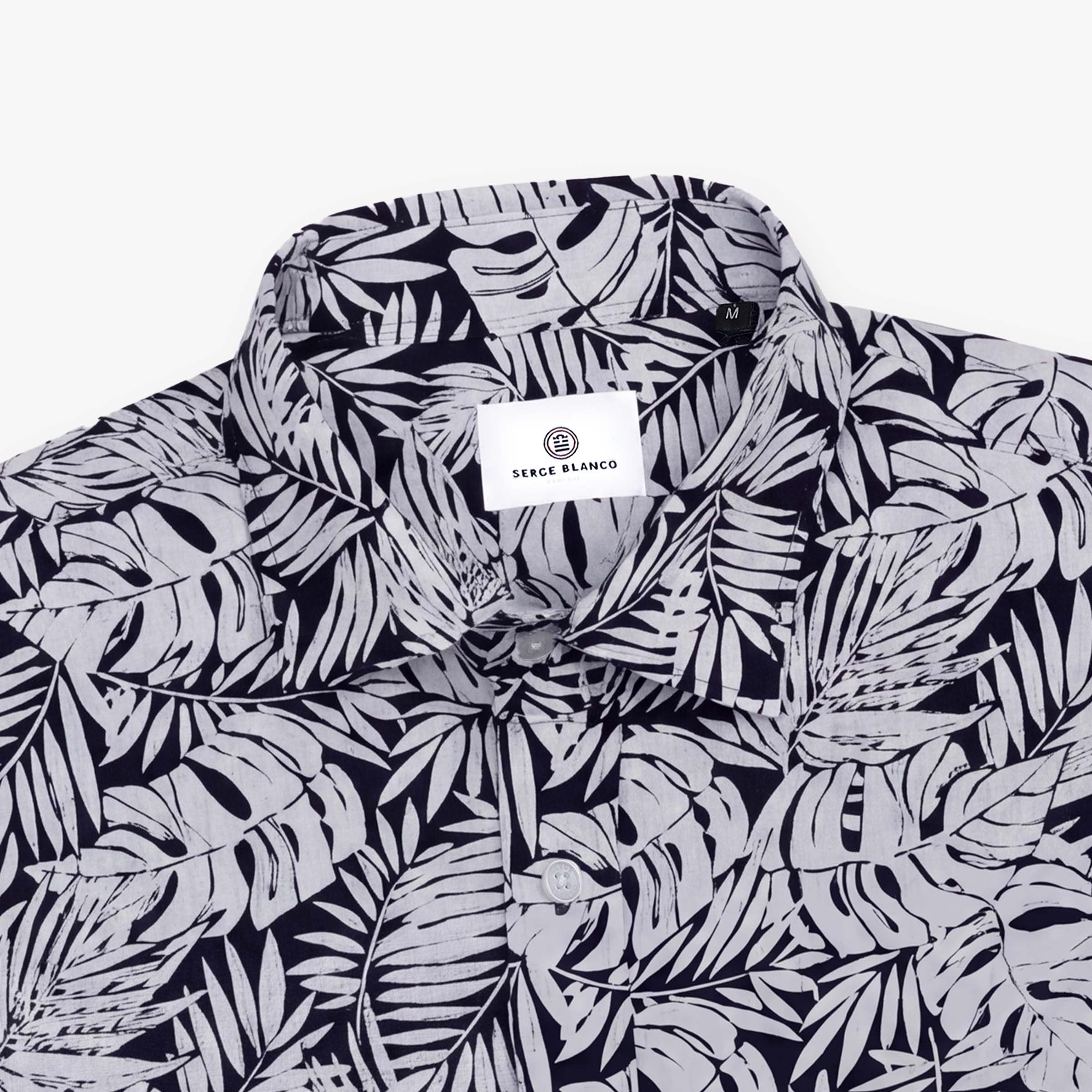 Serge Blanco Camicia a Manica Lunga in Cotone Bianco con stampe - Moda Uomo