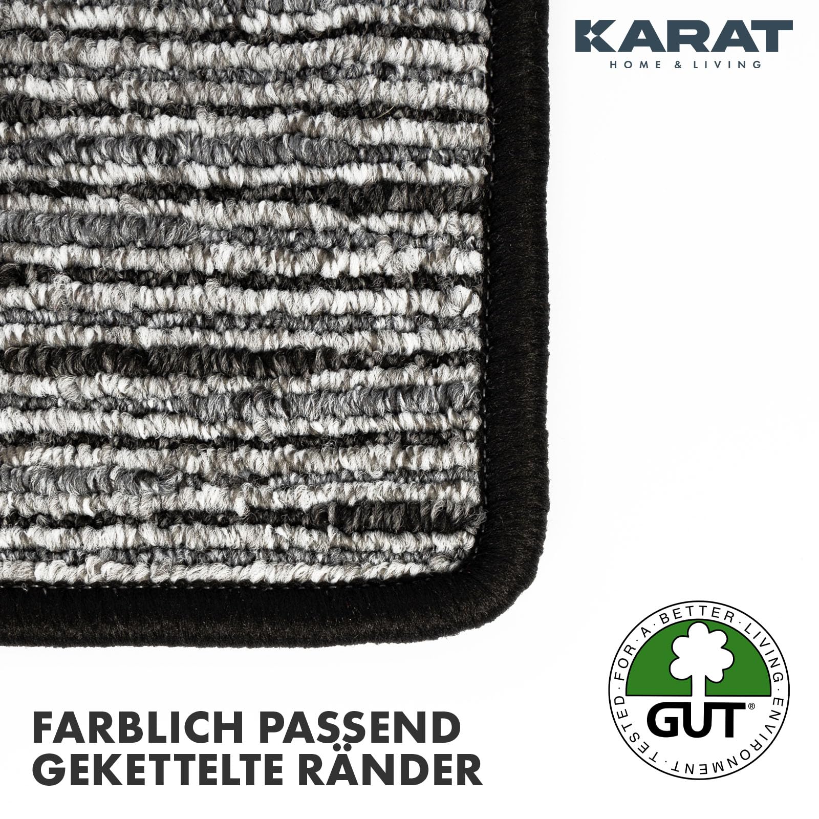 KARAT Teppich Läufer Geneva - Teppichläufer auf Maß - Meterware - Flurteppich - Küchenläufer - Teppich für Küche, Flur & Wohnzimmer (100 x 500 cm, Anthrazit)