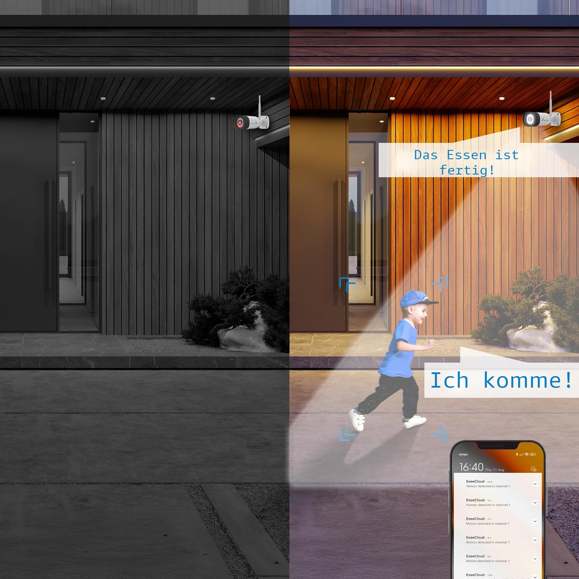 NIVIAN WLAN-Kamera-Set, Überwachungskamera Set, KI-Personenerkennung, Zwei-Wege-Audio, Nachtsicht, EseeCloud-App, HDMI-Ausgang für TV/Monitor (10 Kanäle - 4 Kameras, CCTV-Kit)