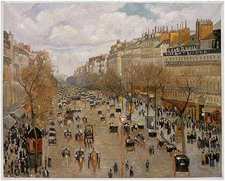 Boulevard Montmartre: Afternoon, Sunlight - Camille Pissarro hand-painted oil painting replica,bird's-eye view of Parisian street landscape