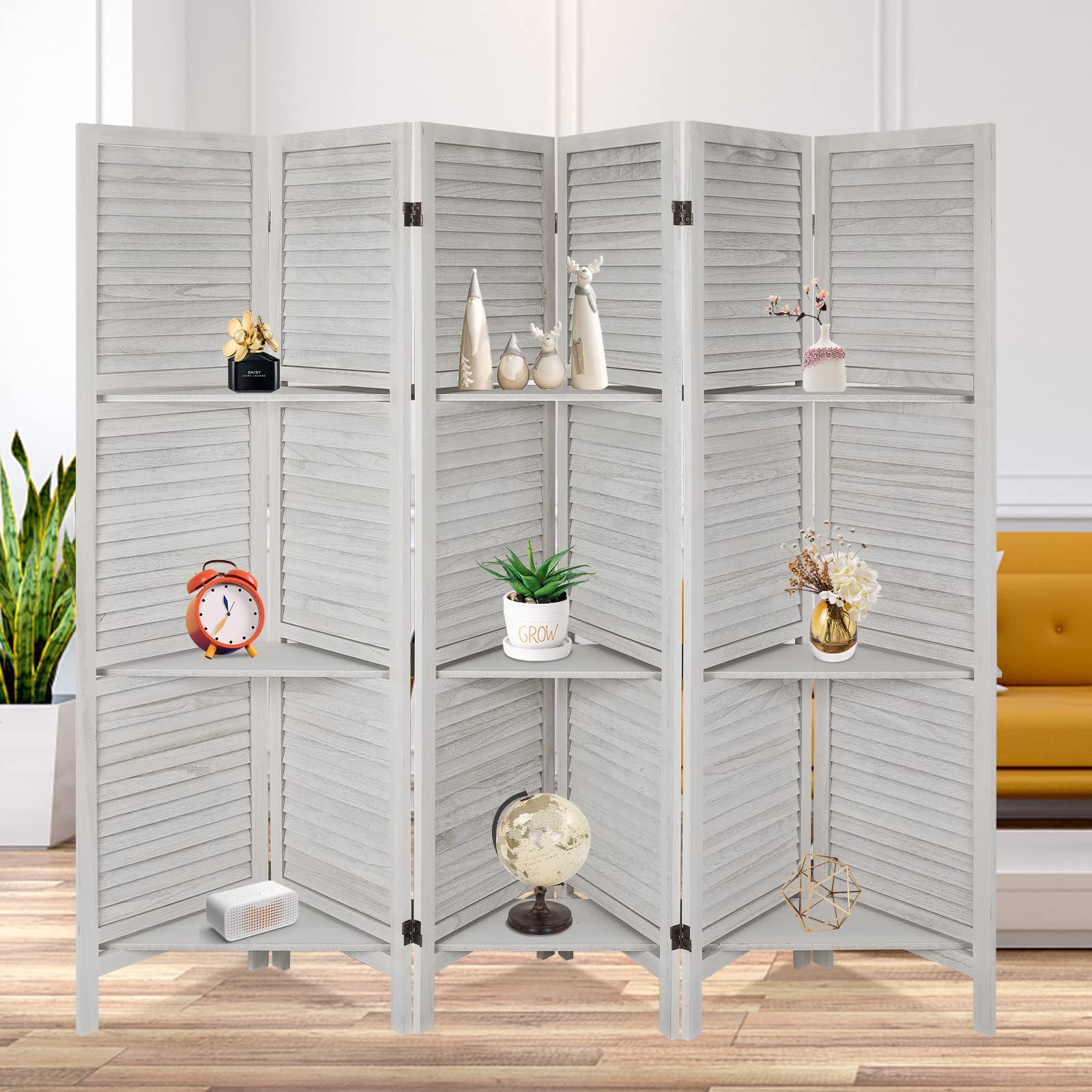 Buy Babion6 Panels Room Divider, White Room Dividers with Shelves