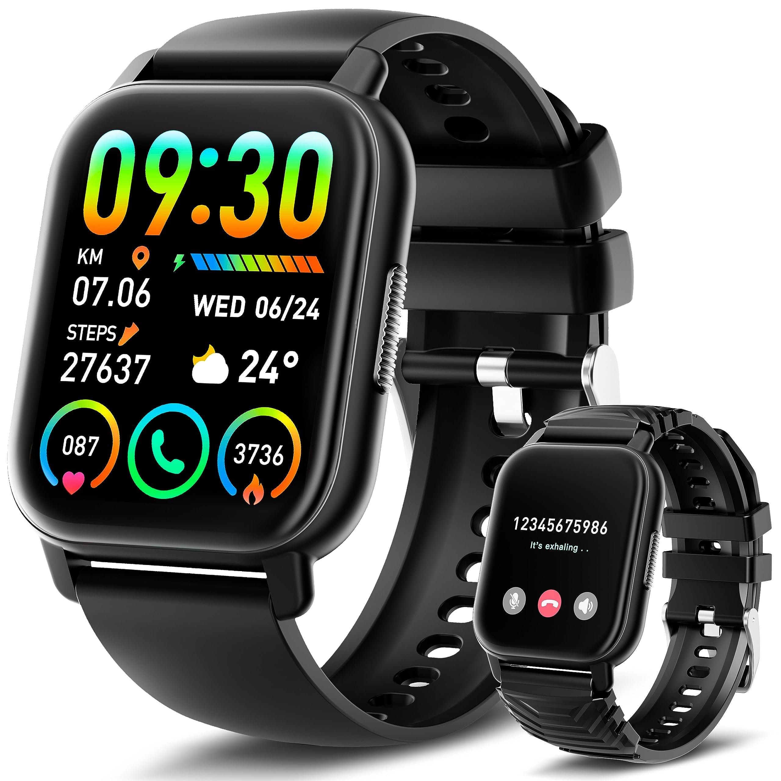 Smartwatch Uomo Donna con Effettua o Risposta Chiamate, 1.85" Orologio Smartwatch Contapassi/Sonno/Cardiofrequenzimetro, 110+ Modalità Sportivo Smart Watch, IP68 Orologio Fitness per Android iOS
