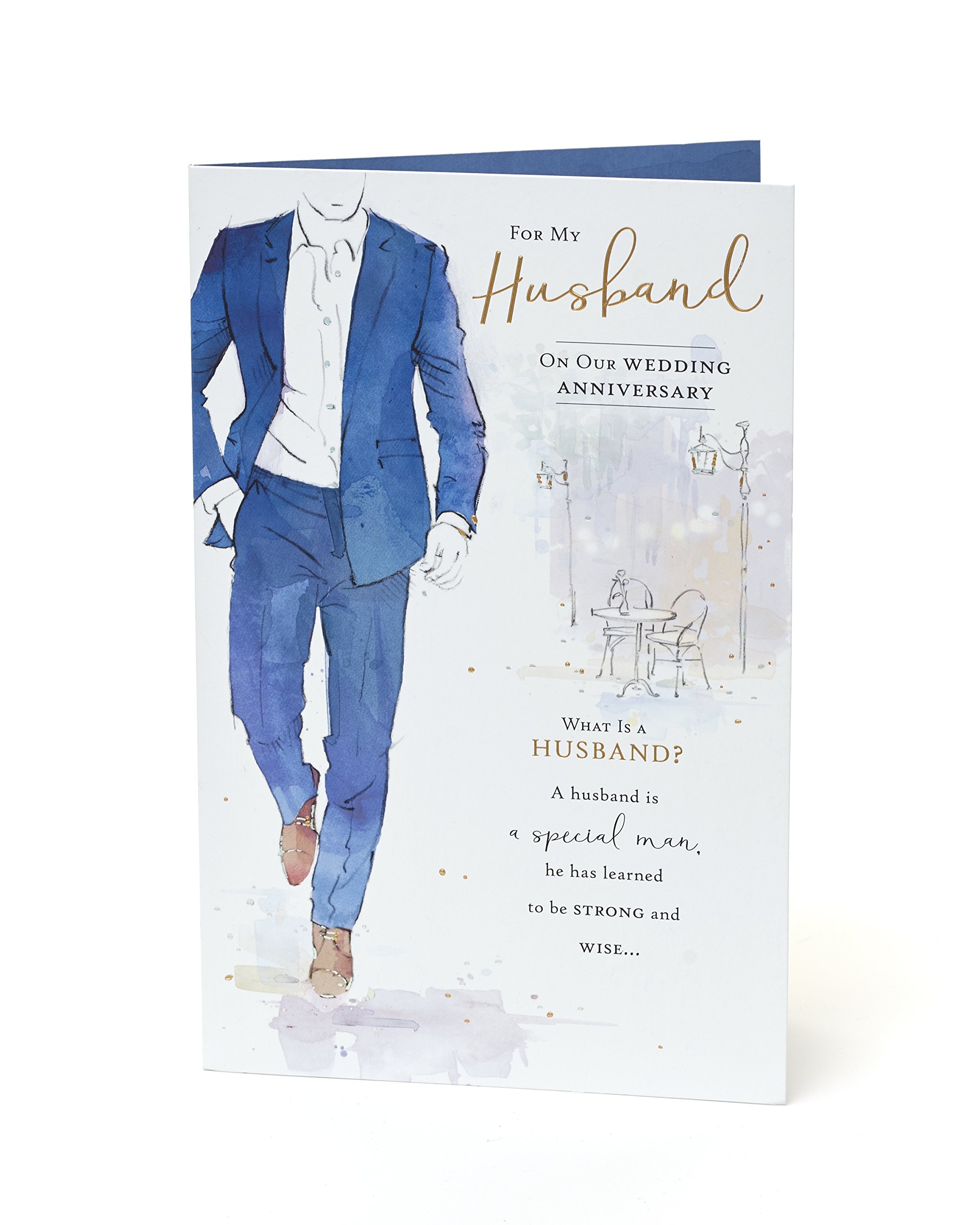UK Greetings Husband Anniversary Card – Wedding Anniversary Card Lovely Words – Stylish Embossed Finish, 100178, Multi, 100179-0-1