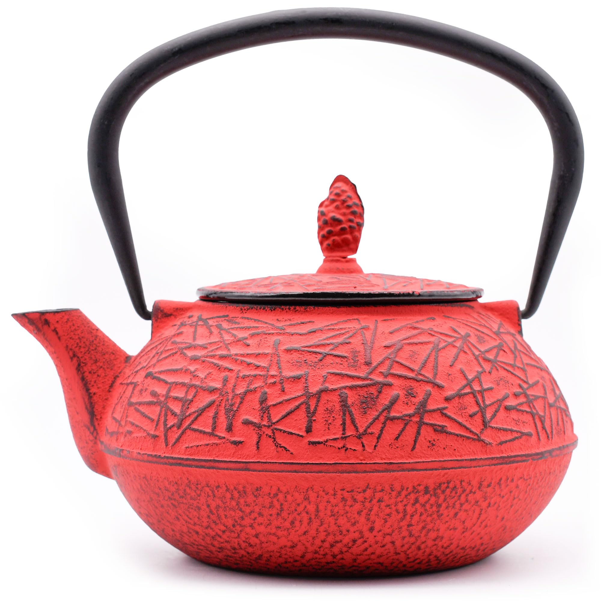 Théière en fonte rouge motif pin pour vos moments de détente et infusions