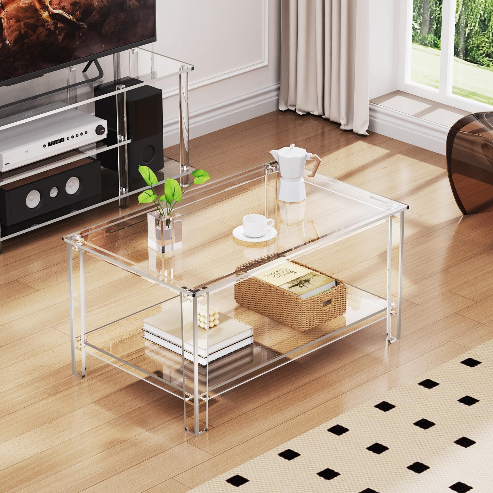 Tavolino da Caffè in Acrilico, Tavolino Basso, trasparente Tavolino Salotto, 80 x 50 x 40 cm (Trasparente)