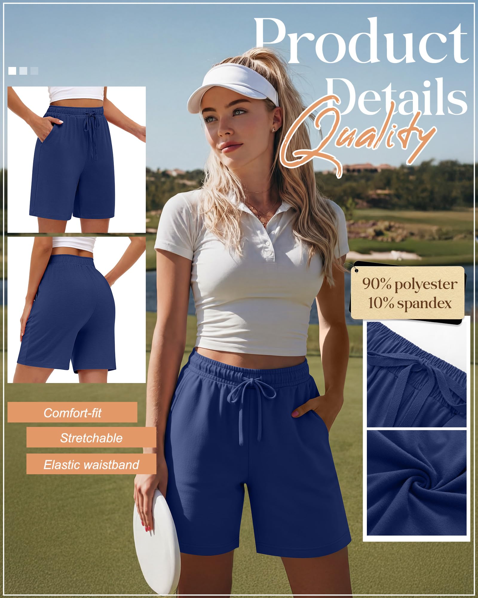 Neer Paquete de 3 bermudas para mujer, para correr, yoga, caminar, verano, descansar, hasta la rodilla, con cordón y bolsillos