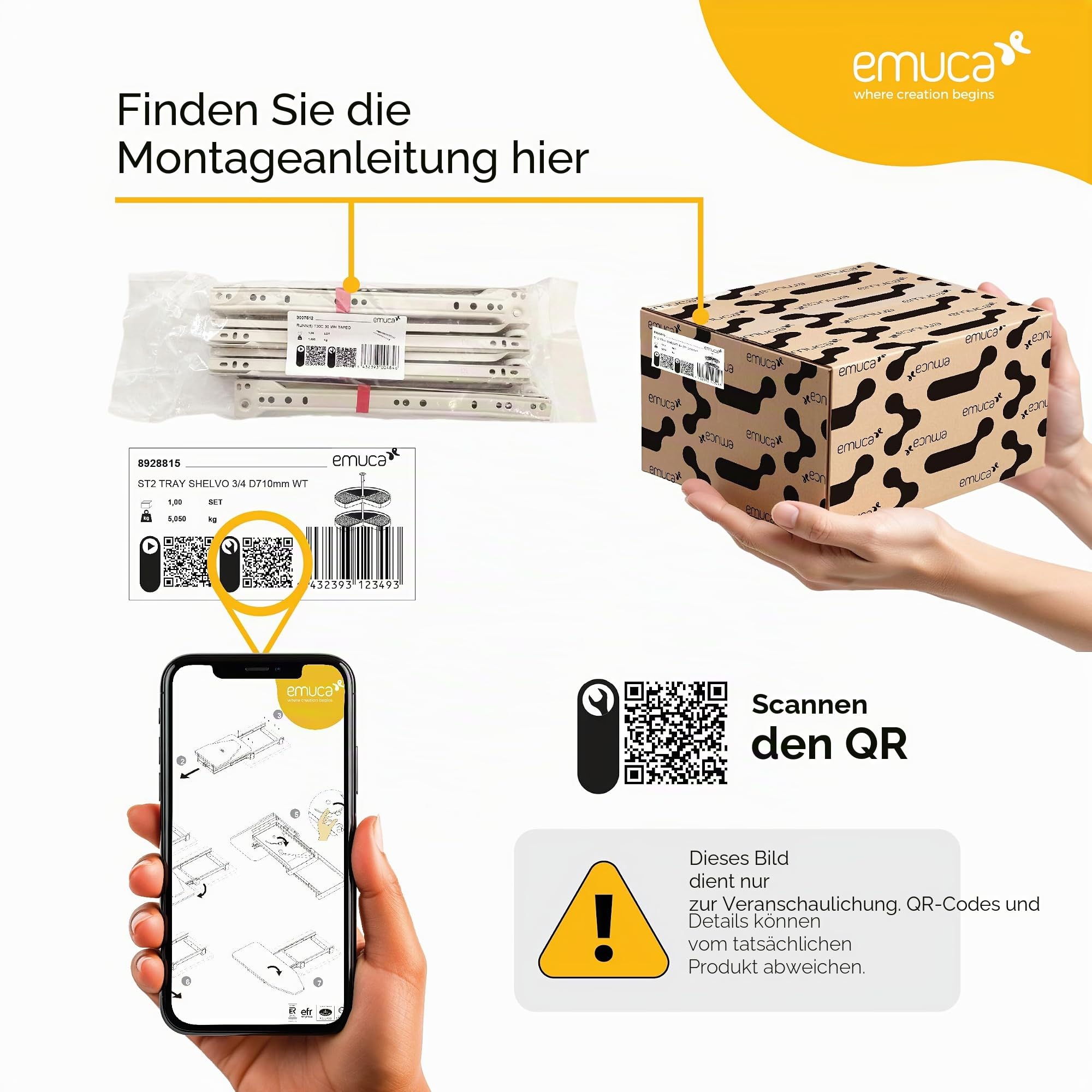 Emuca - Besteckorganisator, Schubladenorganisator für die Küche, Besteckkasten 936x482mm, 12 Fächer, Modul 100 cm, Kunststoff, Anthrazitgrau