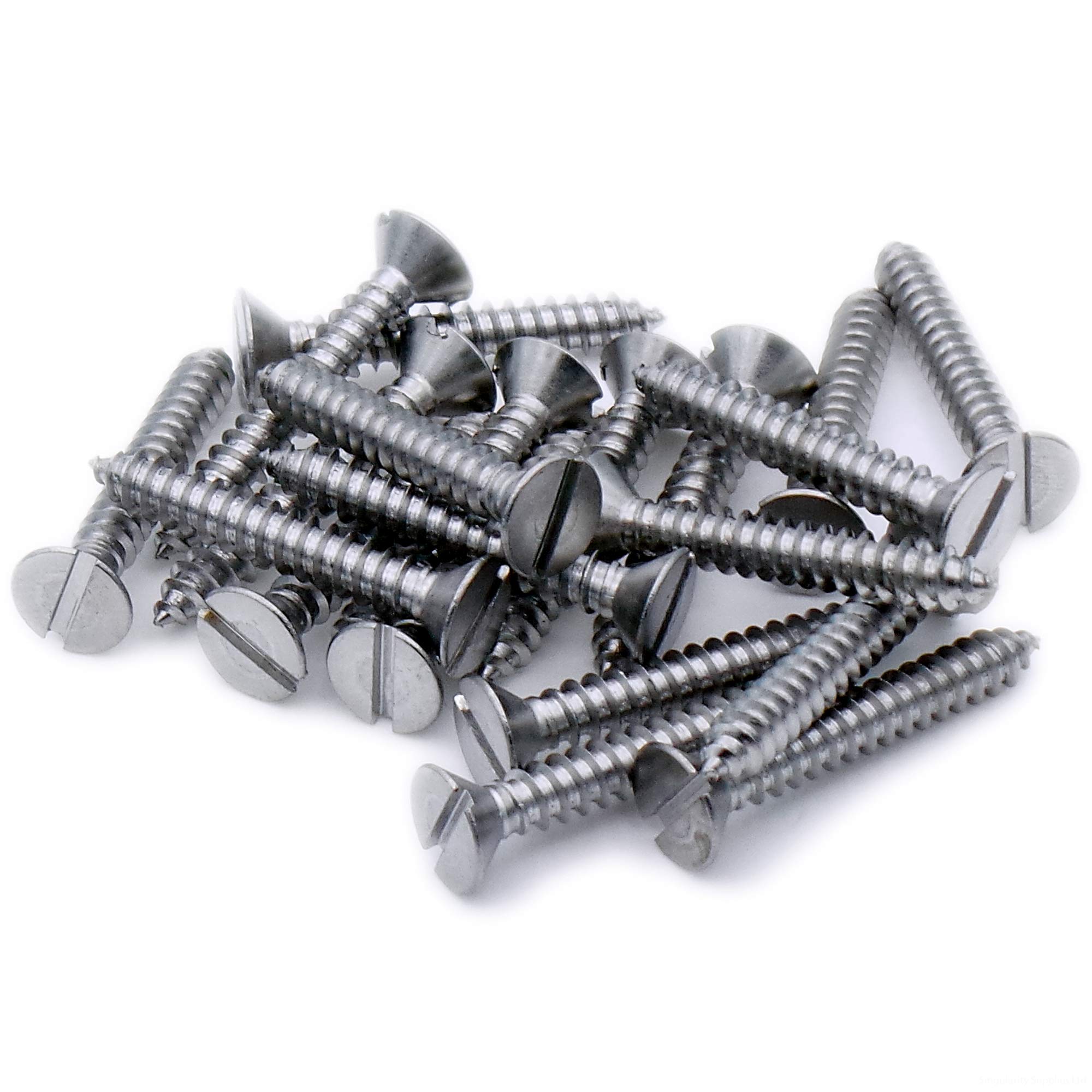 Singularity Supplies No.12 X 0.625 (5.5Mm X 16Mm) Slot Countersunk Self-Tapping Screw - Stainless Steel (A2) (Pack Of 20)