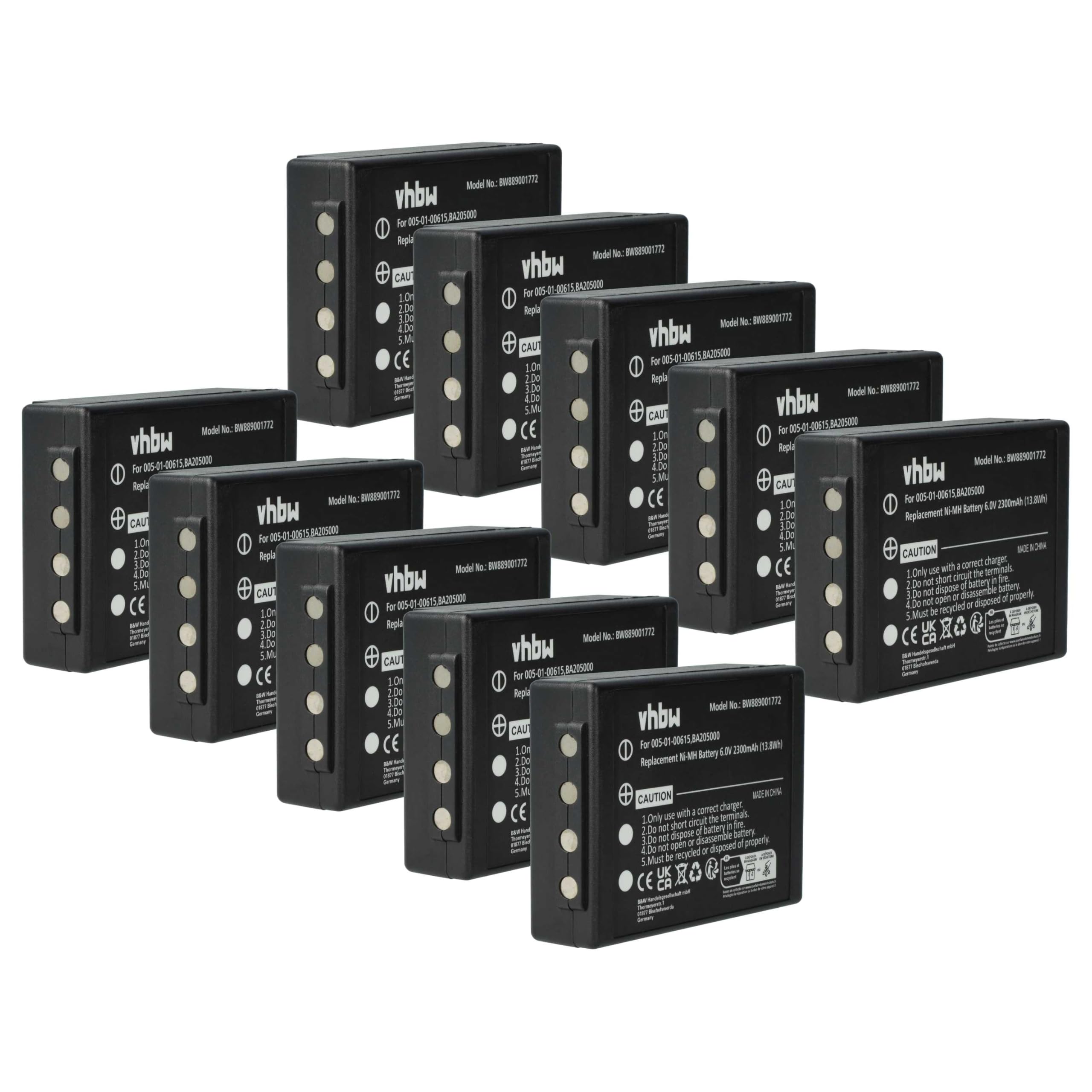 vhbw 10 x bateria kompatybilna z HBC Linus 6, 4 przemysłowy pilot radiowy (2300 mAh, 6 V, NiMH) - czarny