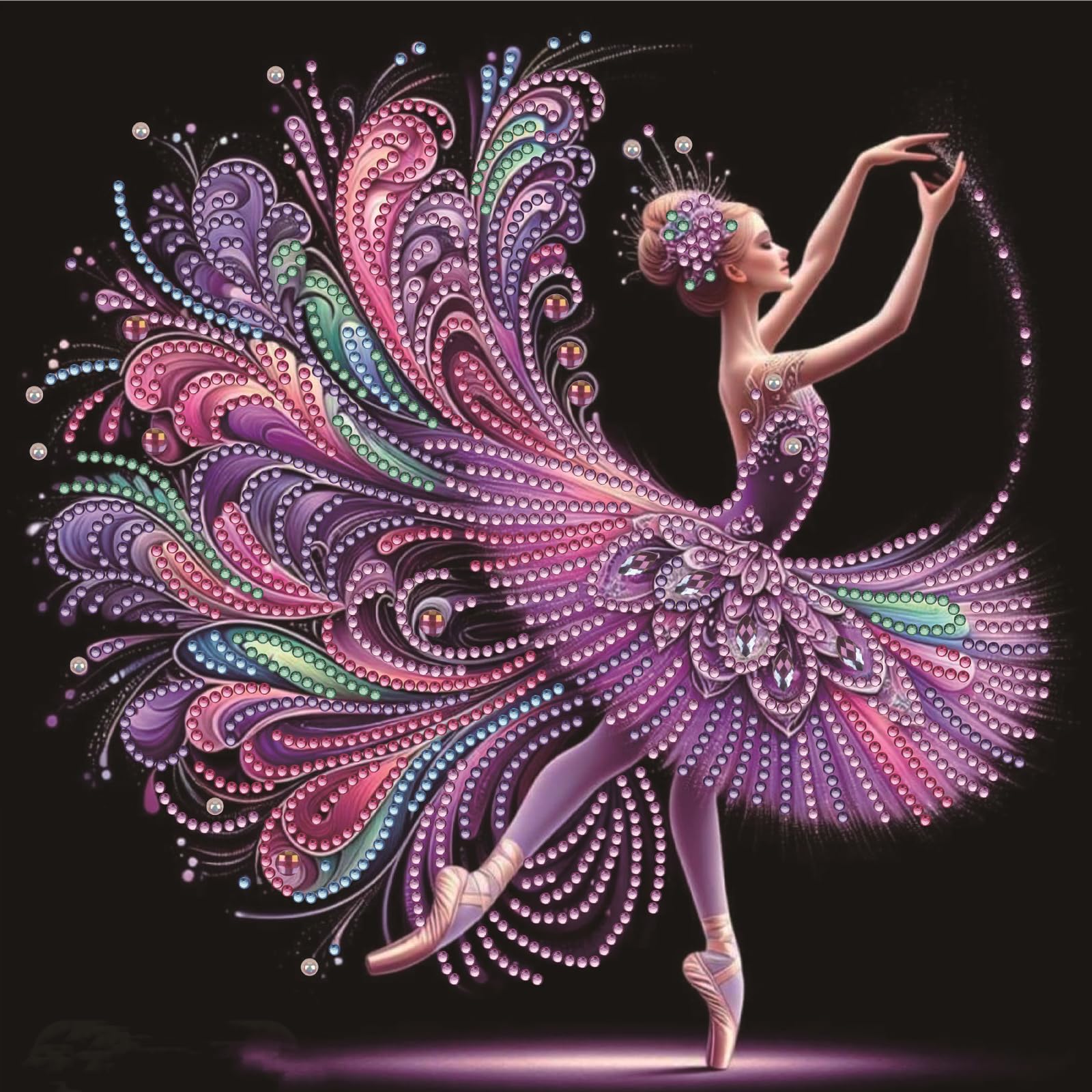 POETRYDRAW Purple Crystal Ballerina Special Shaped 5D DIY Partial Drill Diamond Art Painting Kits 30x30cm Diamond Art Kit for Adults Home Decor (Purple Crystal Ballerina)