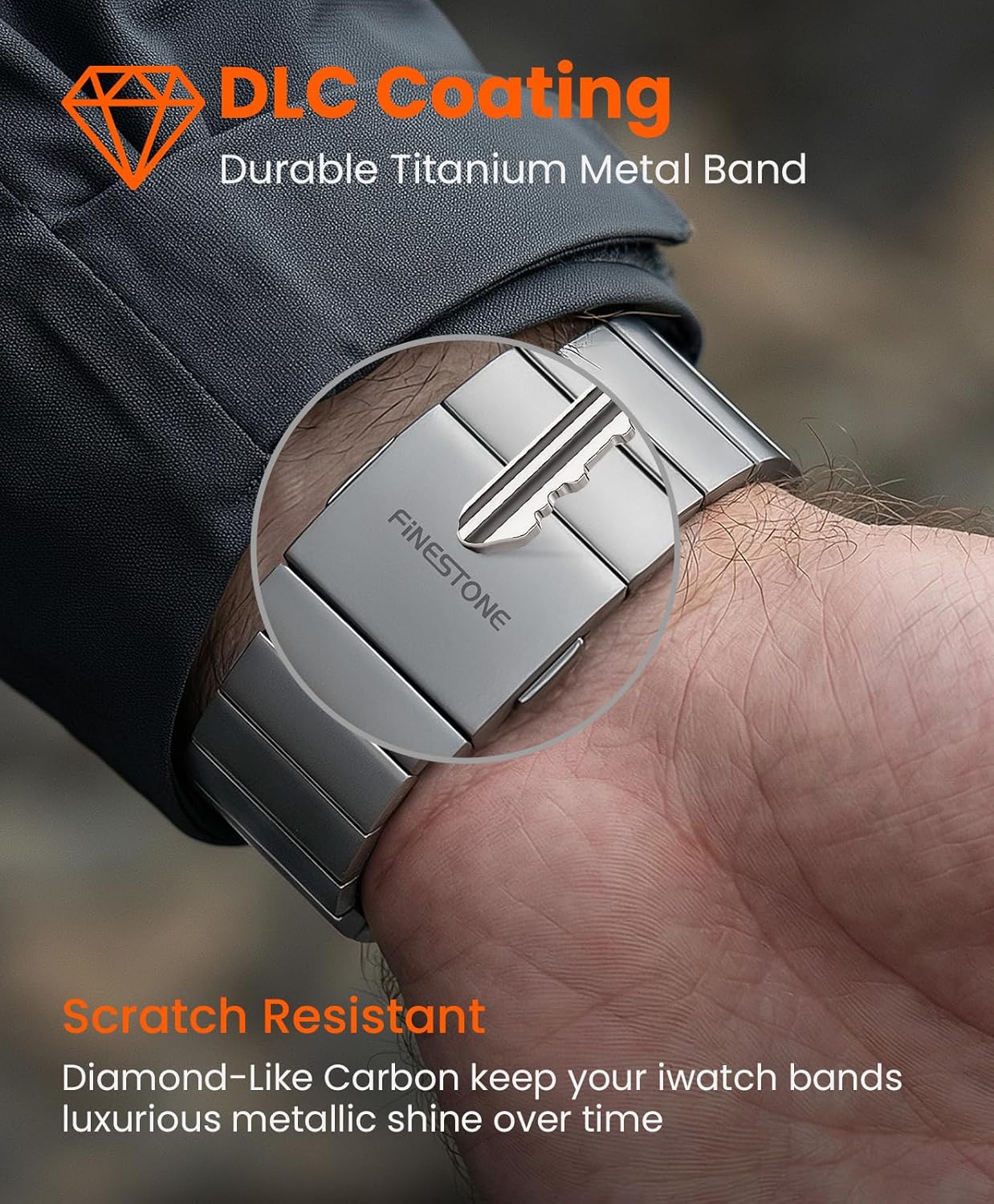 CRNS02 Titanium Band Compatible with Apple Watch Ultra 3/2/1 49mm, Series 11/10 46mm,Anti-Stratch & Adjustable Magnetic Metal Watch Band,Premium Color Matching Band for Men - Image 3