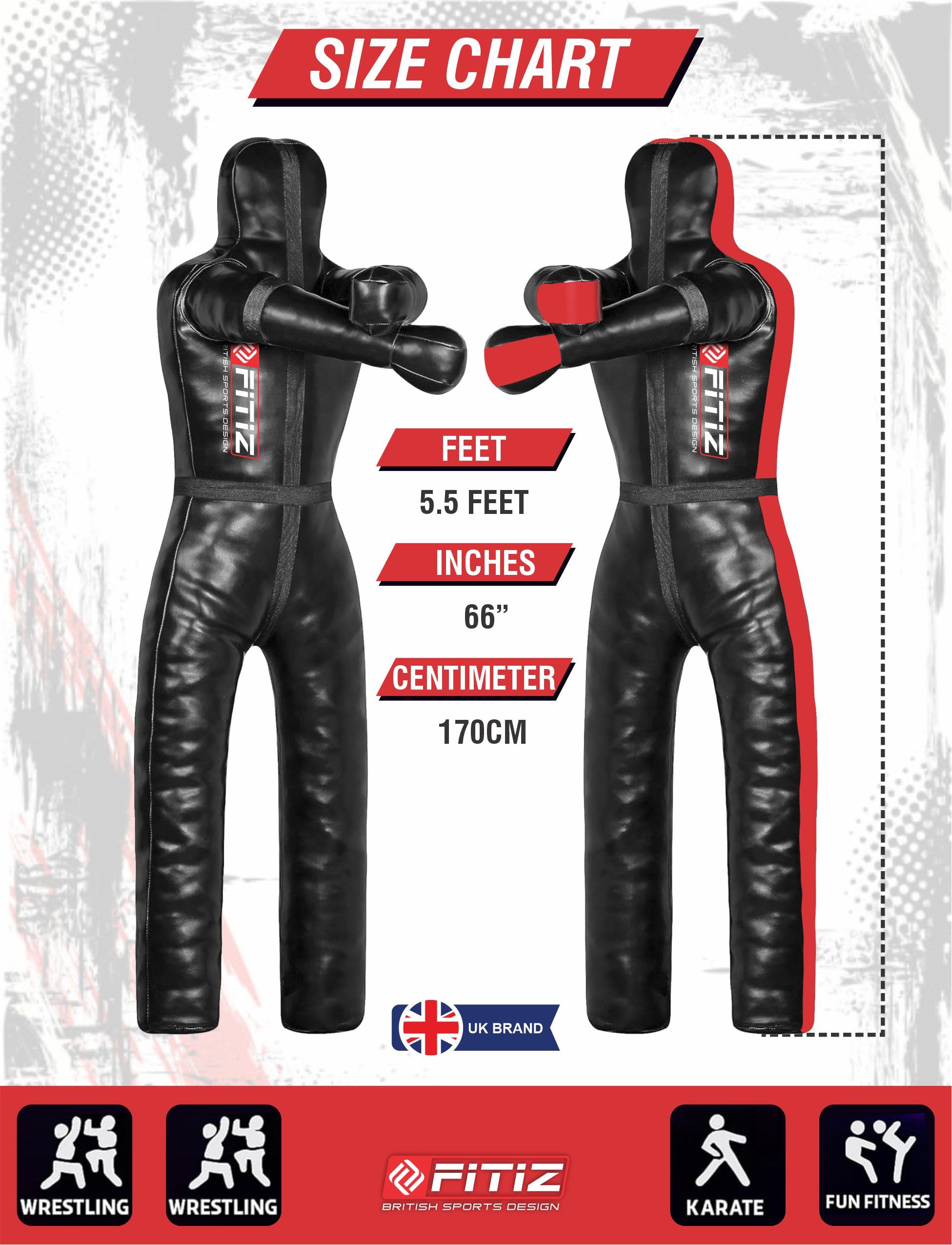 Mannequin de lutte MMA pour homme et femme - Cuir - Non rempli - 170 cm