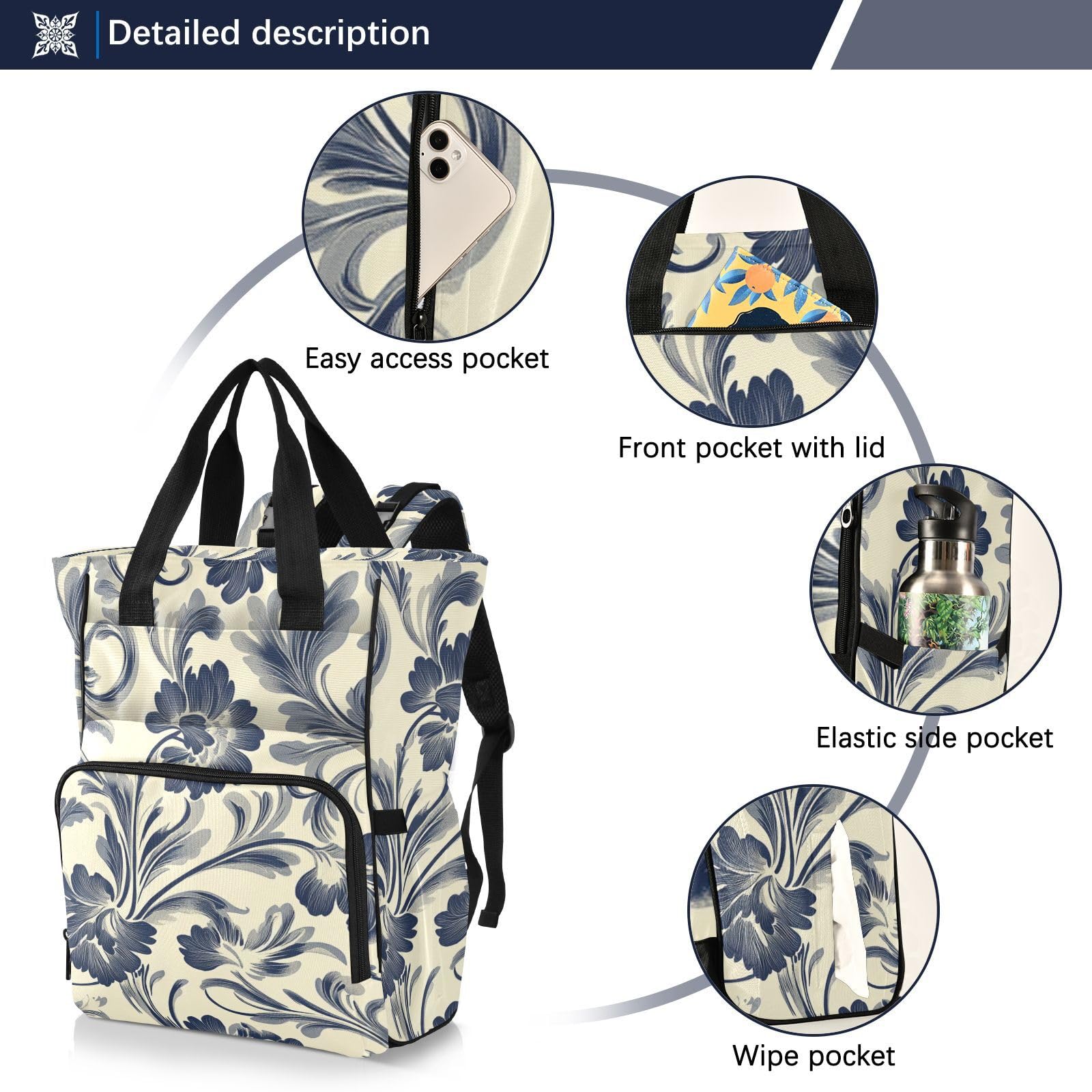 Baby Bags For Mama Elegante Retro Motivo Floreale