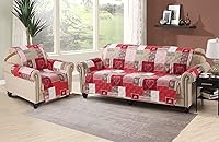 Vista 6 de Brilliant Sunshine Funda de sofá de retazos con diseño de corazón de amor burdeos, funda acolchada para sofá de dos plazas de 54 pulgadas de ancho